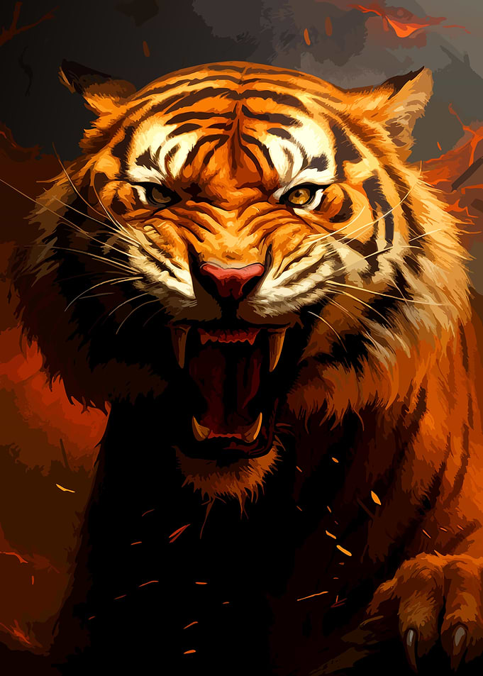 Fierce Roaring Tiger Portrait