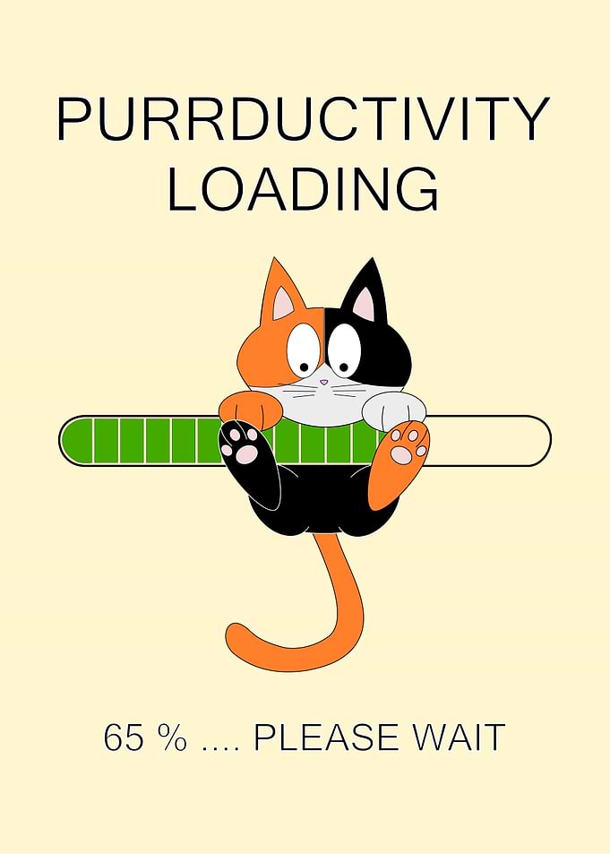 Purrductivity Loading Cat