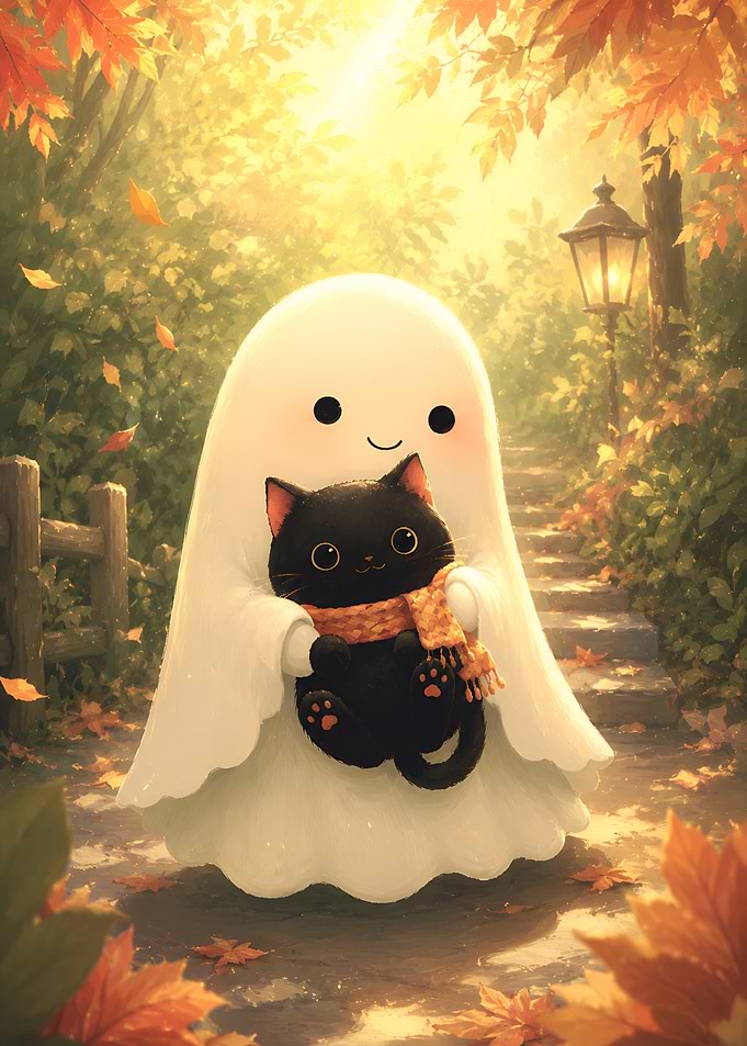 Ghost With Black Cat