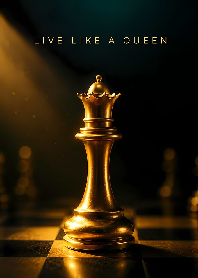 Golden Chess Queen Inspirational Poster