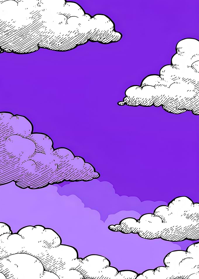 Stylized Purple Sky with Clouds