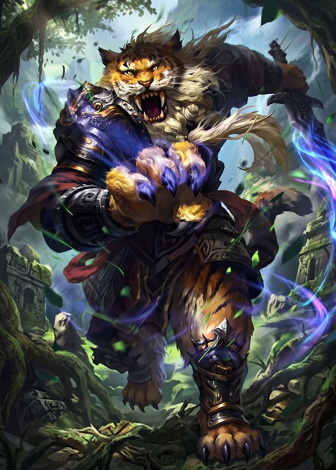 Fierce Tiger Warrior in Jungle Ruins