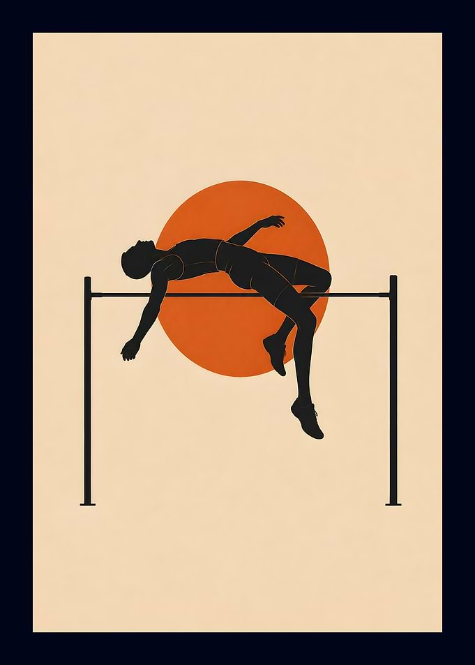 Minimalist High Jump Athlete Silhouette