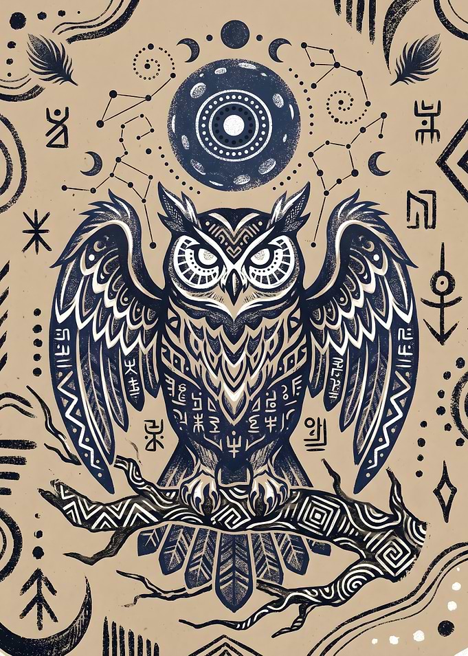 Tribal Owl Illustration