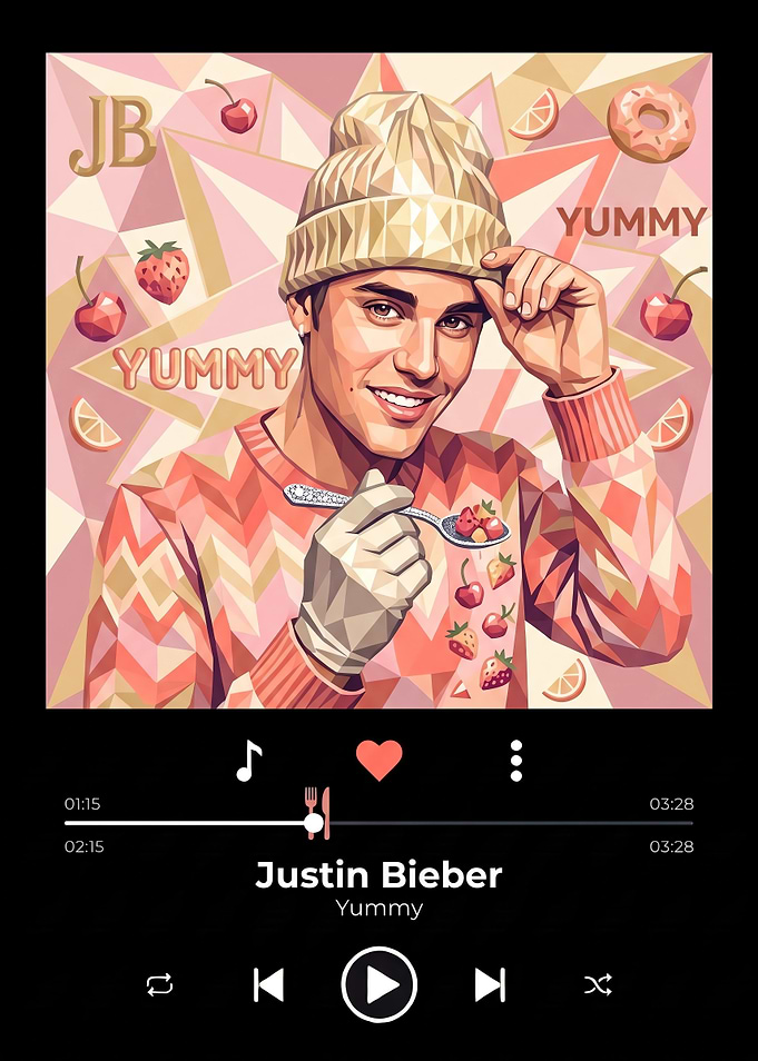 Justin Bieber Yummy Music Player Interface