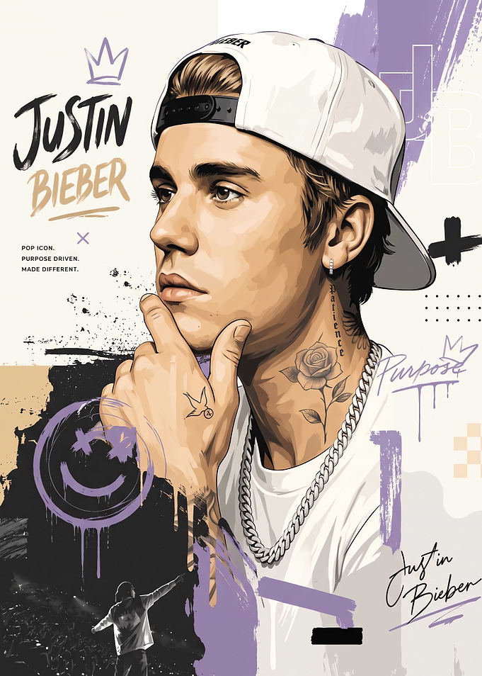 Justin Bieber Artistic Portrait Poster