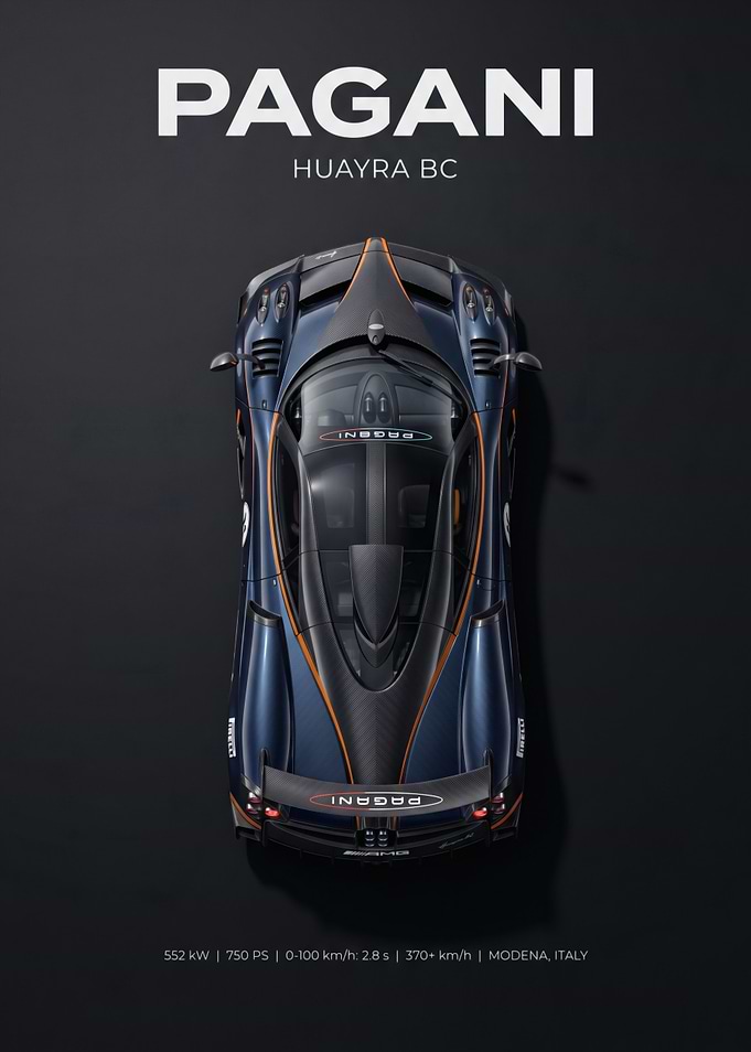 Pagani Huayra BC Top View Poster