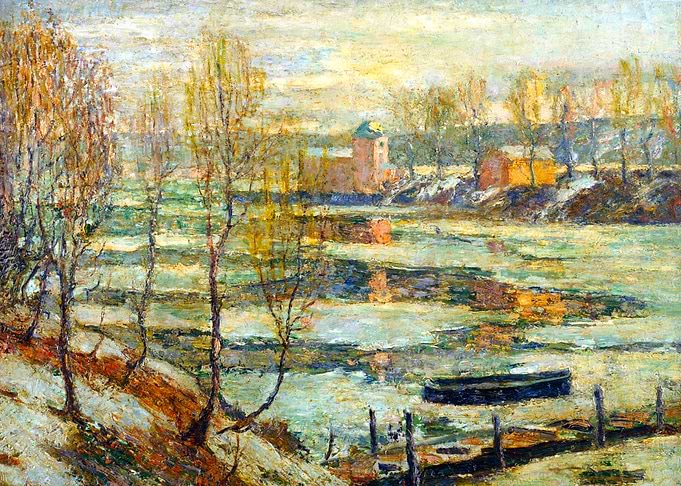 Ice in the River New York Painting by Ernest Lawson