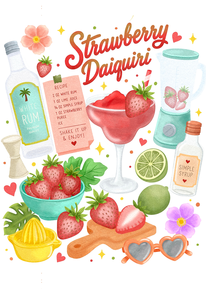 Strawberry Daiquiri Recipe Illustration