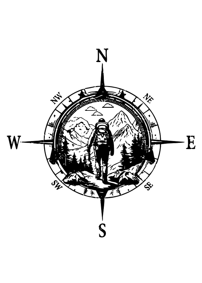 Hiker Compass Adventure Graphic