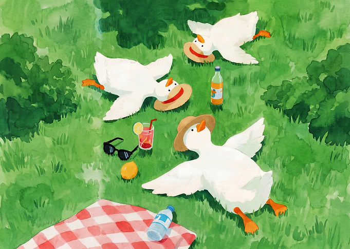 Ducks Having a Summer Picnic