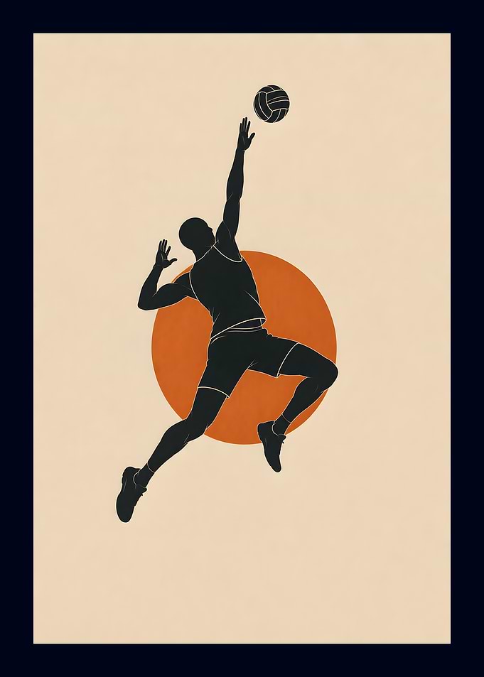 Minimalist Volleyball Spike Silhouette
