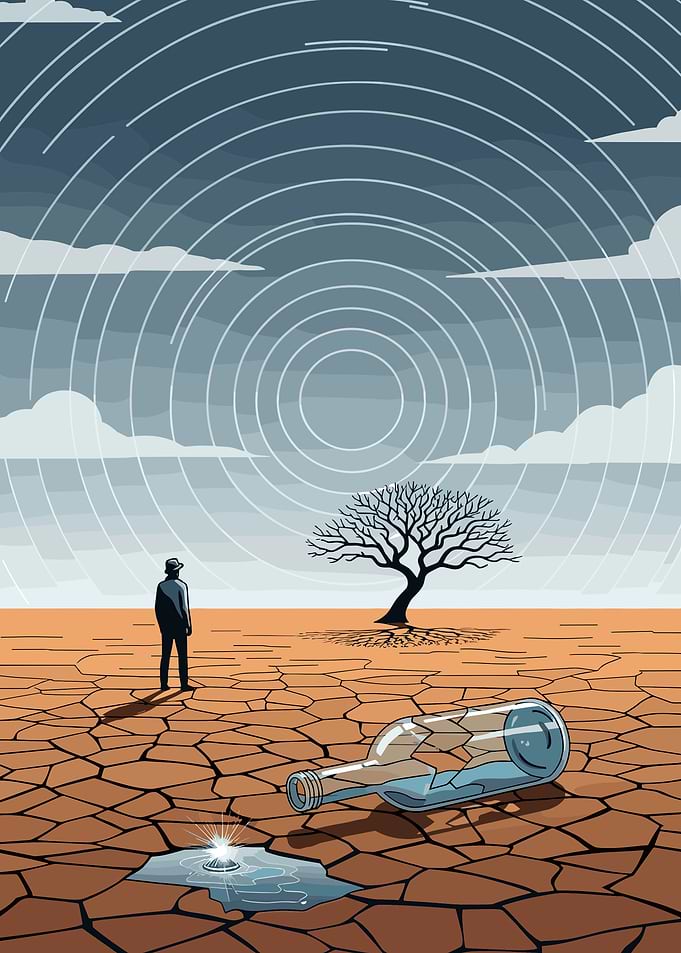 Solitary Figure in a Desolate Landscape