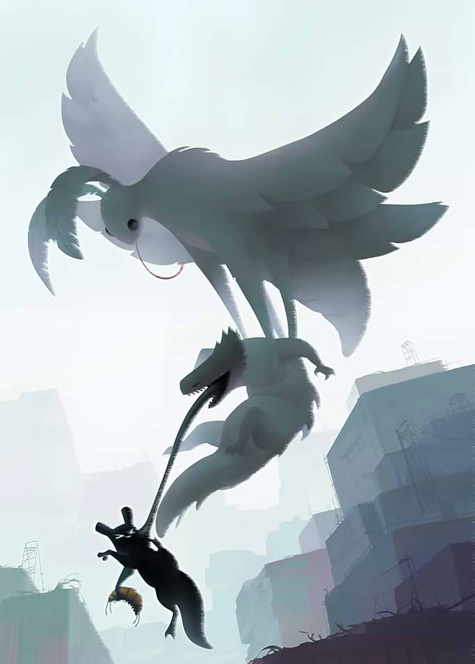 Rain World Creatures in Flight