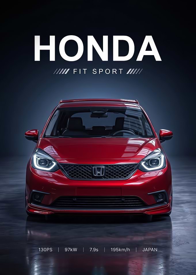 red sleek Honda Fit Sport car Poster