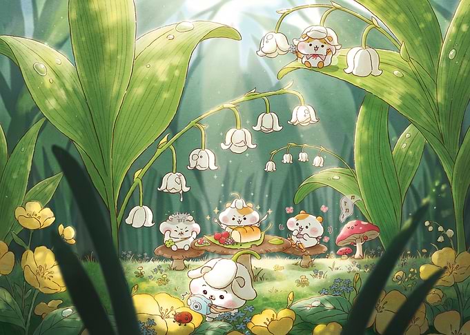 Cute Hamsters Having a Forest Picnic
