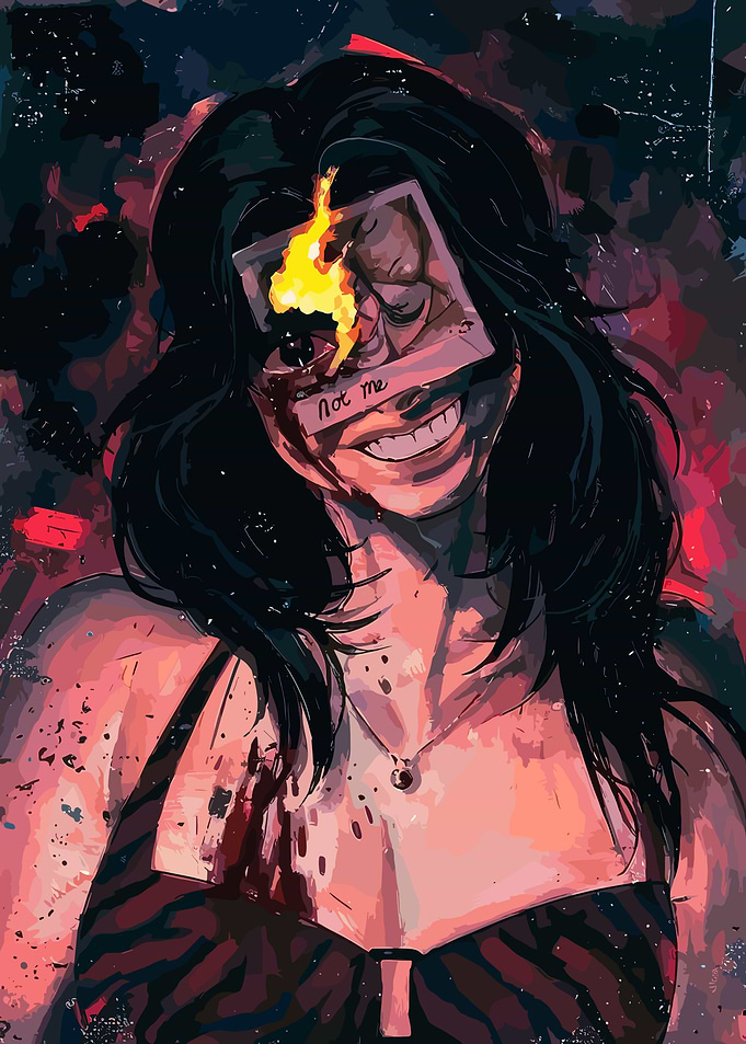 Dark Surreal Portrait with Burning Photo