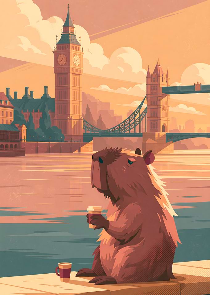 Capybara Enjoying Coffee in London