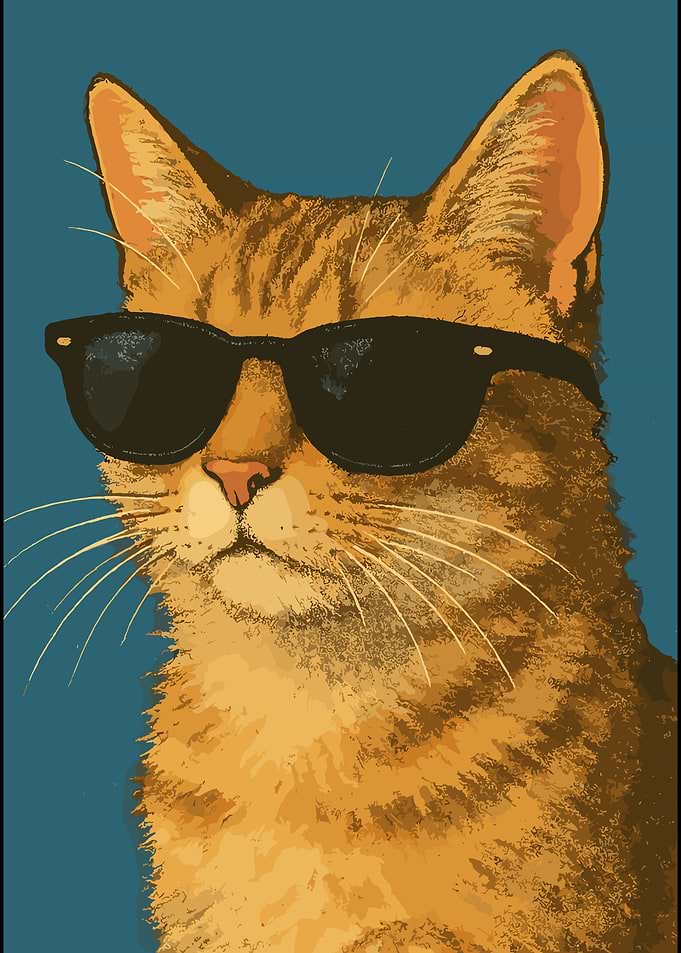 Cool Orange Tabby Cat Wearing Sunglasses