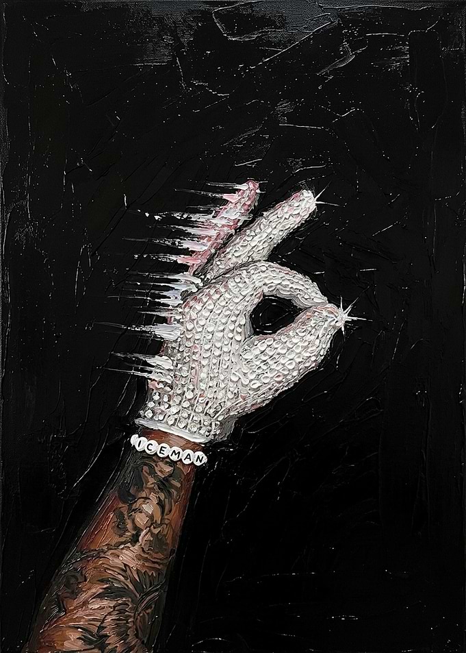 Iceman Diamond Hand Gesture Painting