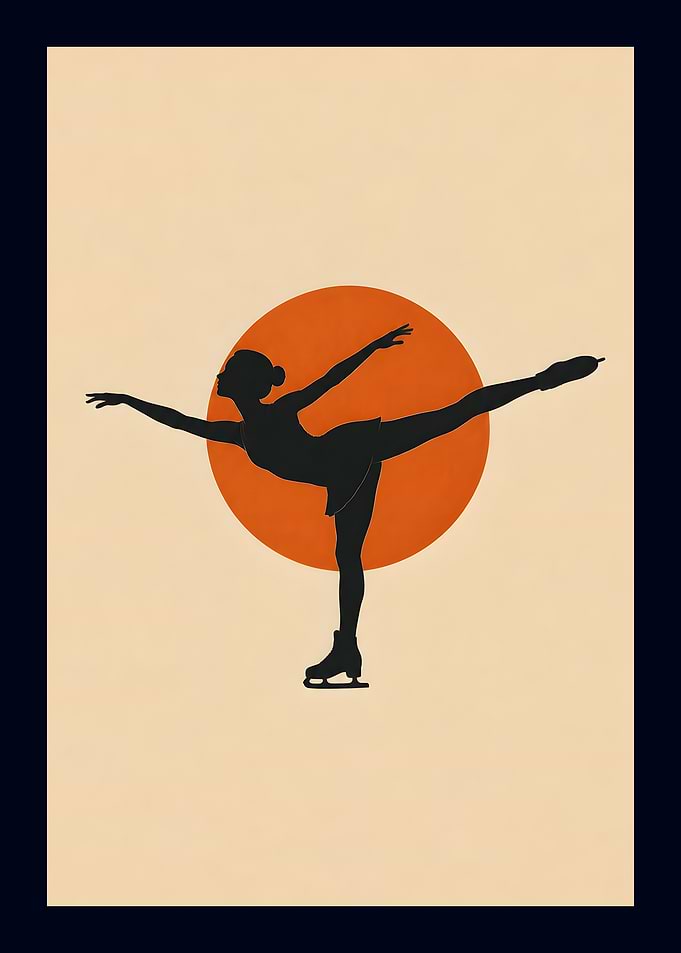 Minimalist Figure Skating Athlete Silhouette