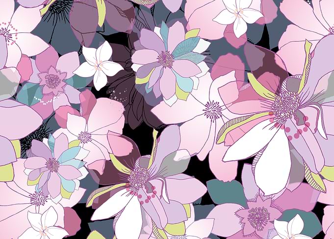 Abstract Pink and Purple Floral Pattern