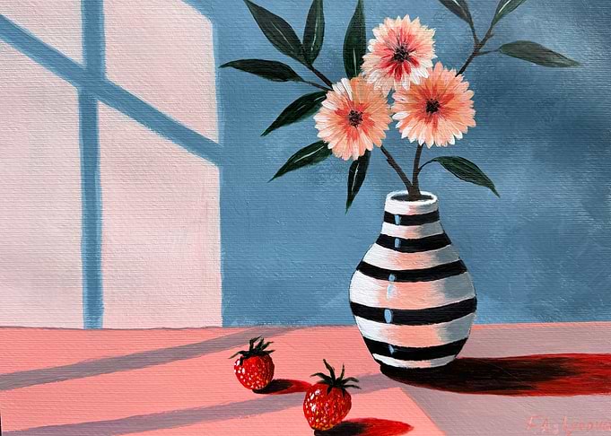 Still Life with Flowers and Strawberries