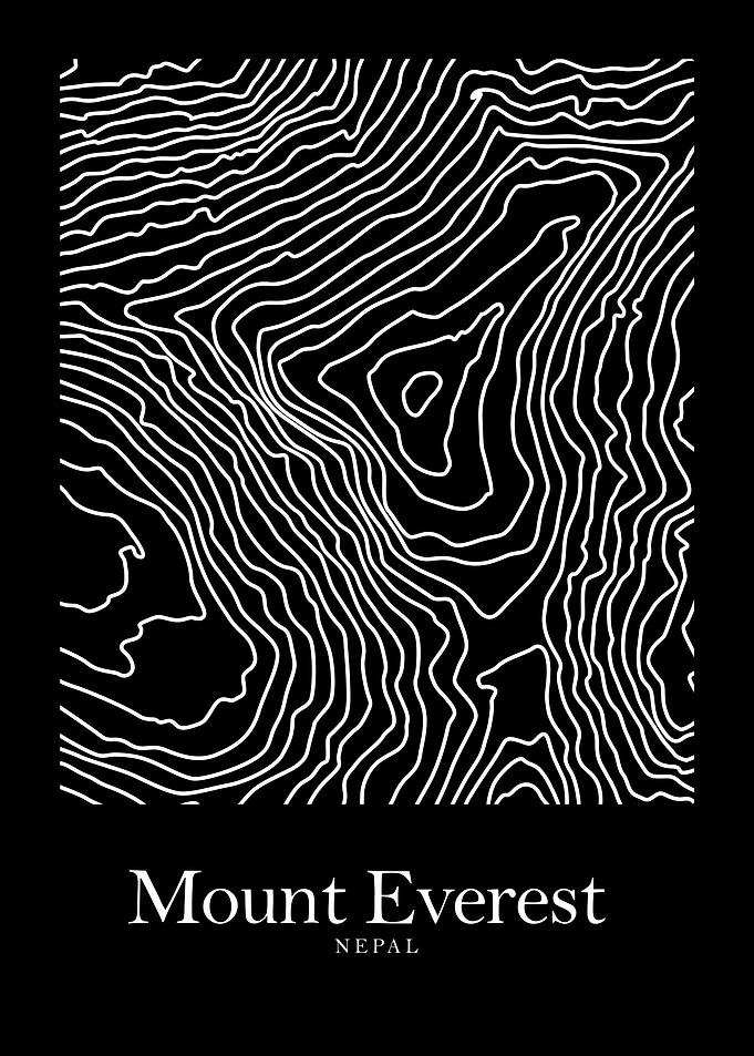 Mount Everest Topographic Map Poster
