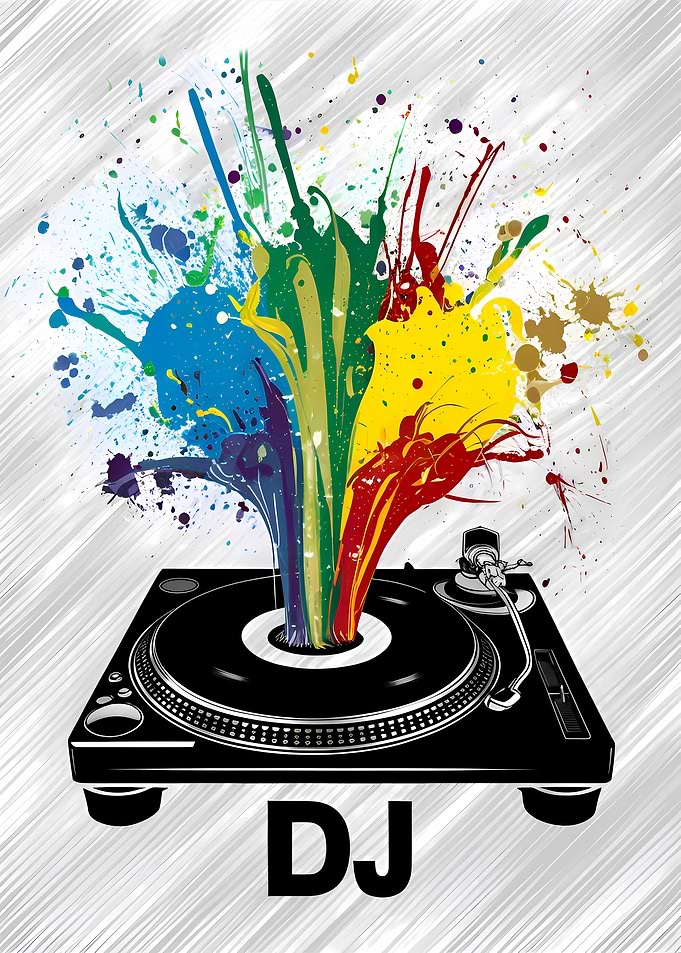 Colorful DJ Turntable Music Art