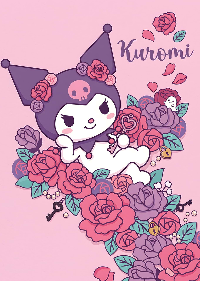 Kuromi Surrounded by Roses and Keys