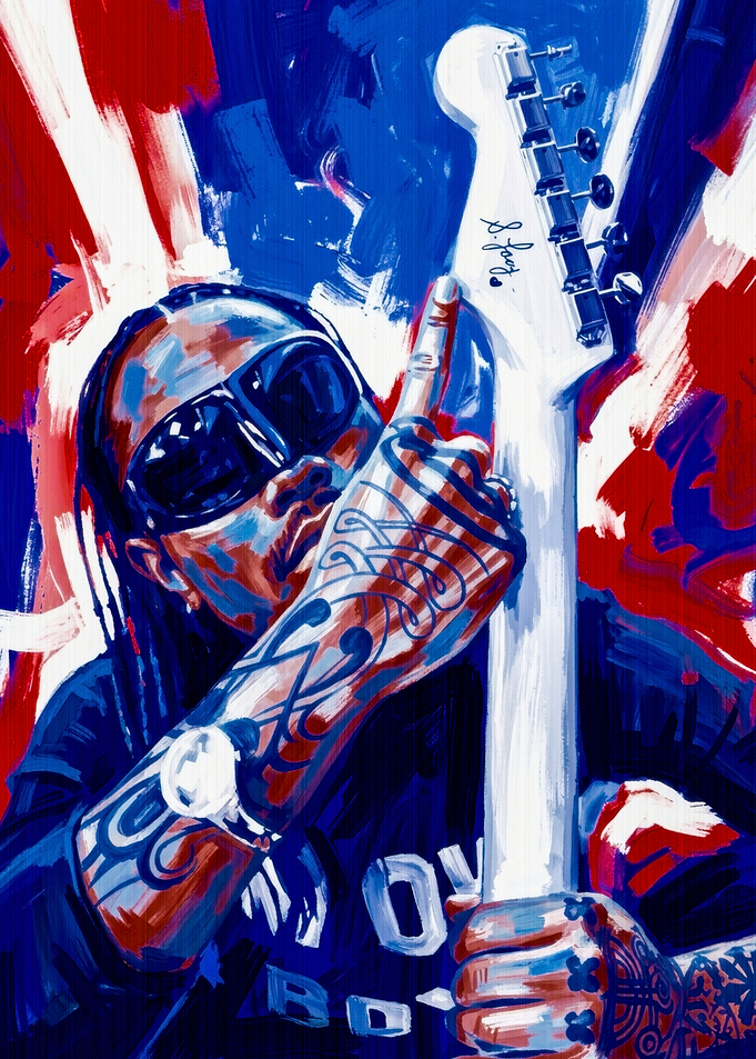 steve lacy Guitar Portrait Painting