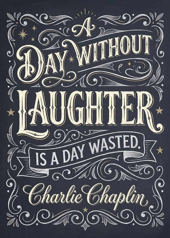 Charlie Chaplin Inspirational Quote Chalkboard Art