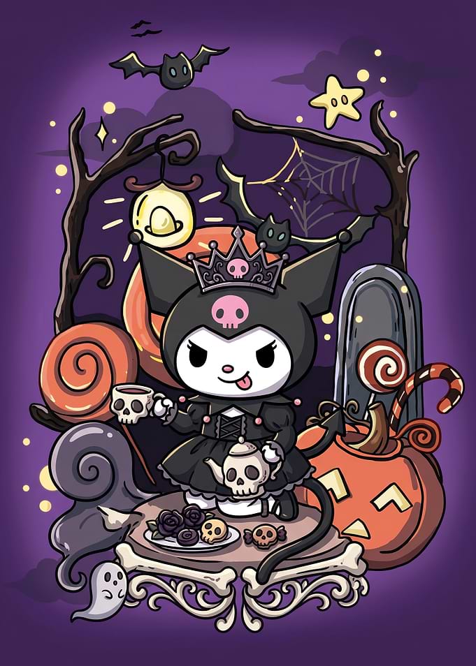 Kuromi Halloween Tea Party Illustration