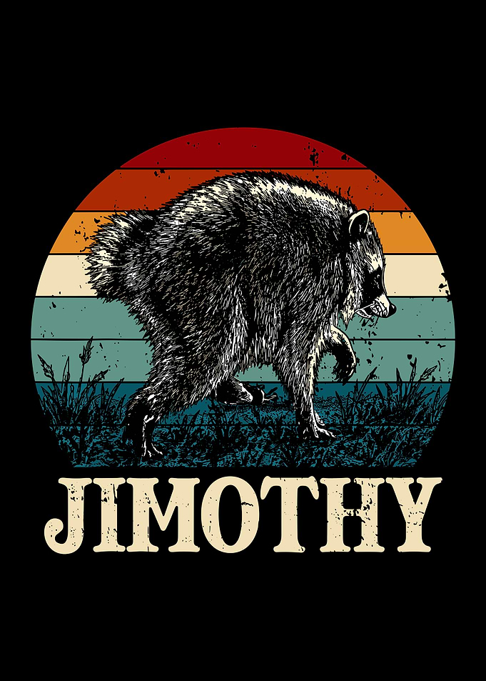 Jimothy Raccoon Retro Sunset Graphic