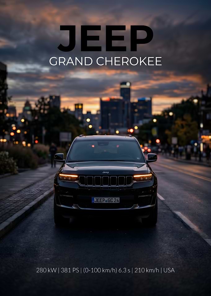 Jeep Grand Cherokee City Sunset Poster