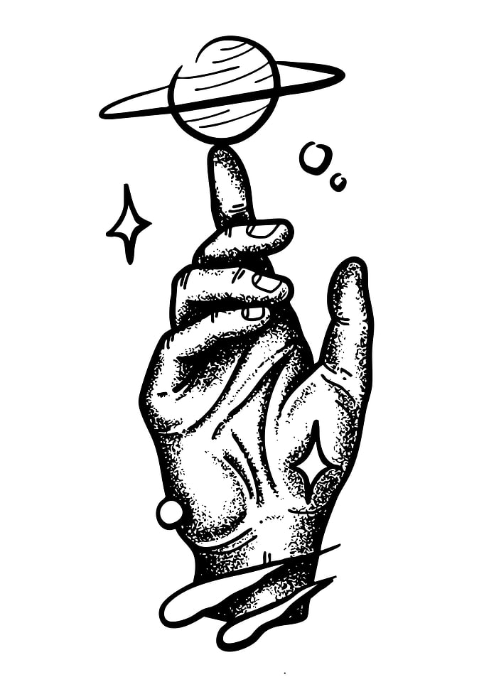 Hand Balancing a Planet Illustration