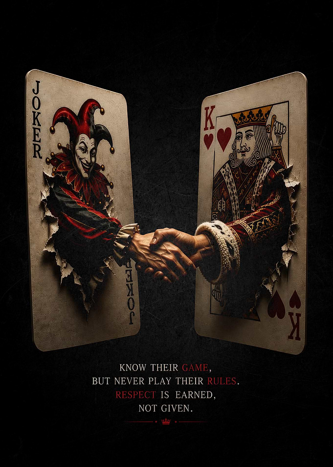 Joker and King Card Handshake