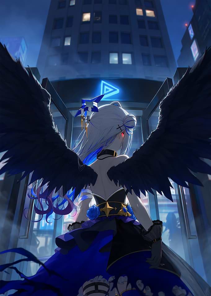 Anime Girl with Black Wings