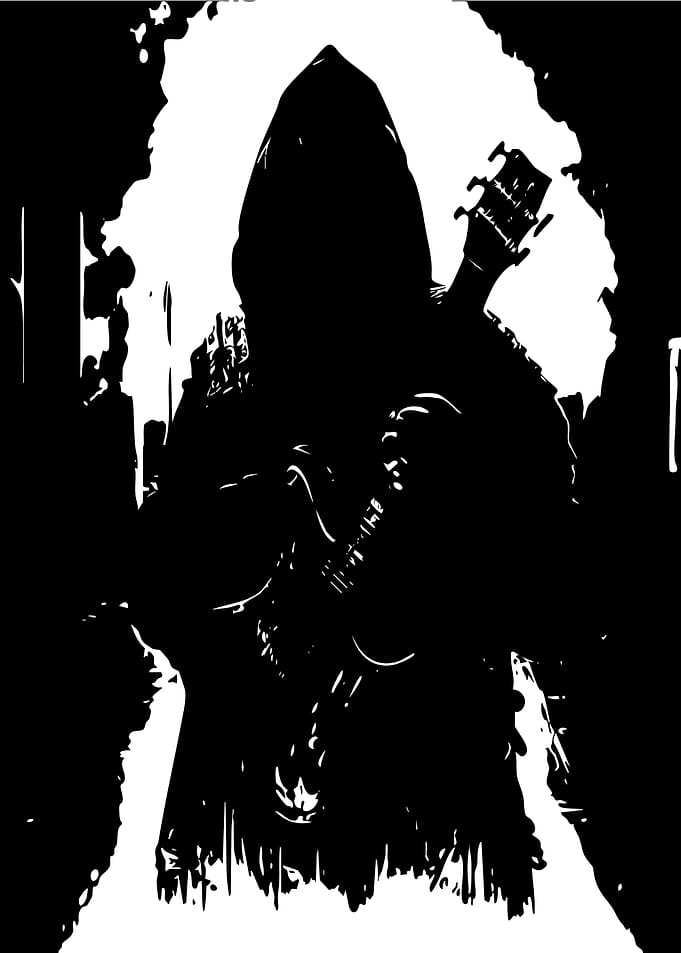Hooded Musician Silhouette Graphic