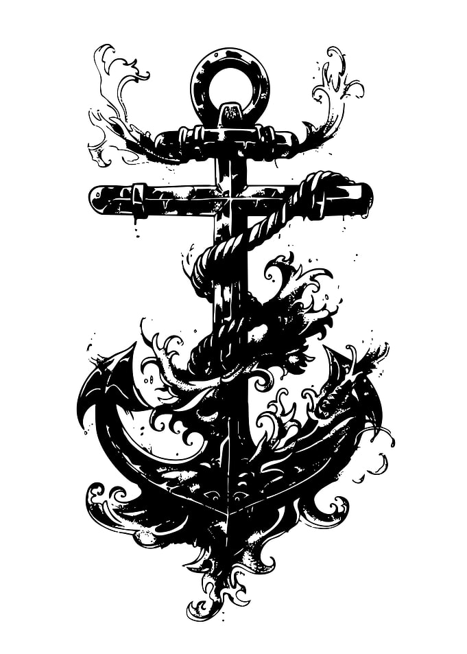 Black and White Nautical Anchor Illustration