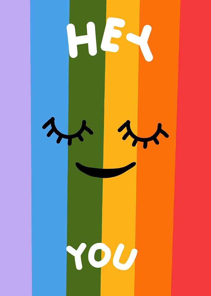Hey You Rainbow Face Illustration