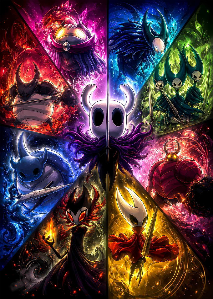 Hollow Knight Character Collage Art