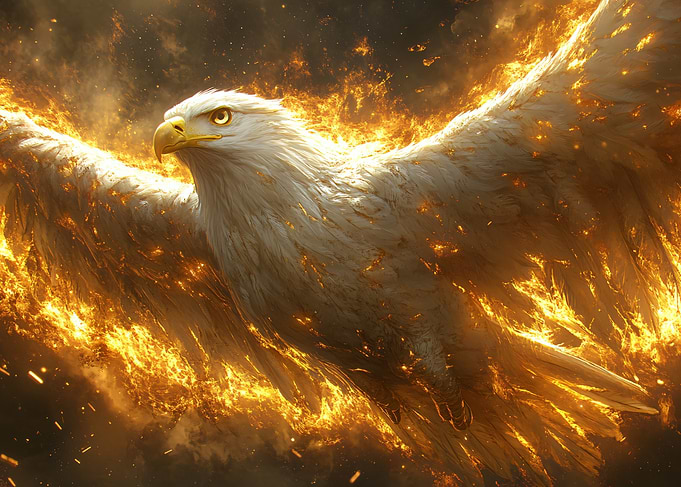 Majestic Eagle Engulfed in Fire