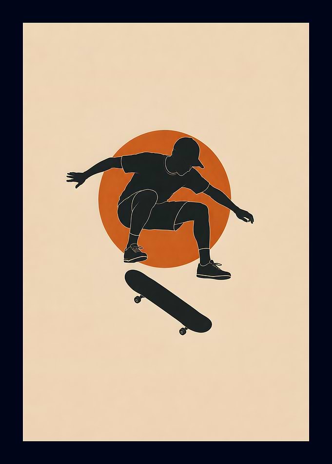 Minimalist Skateboard Trick Silhouette