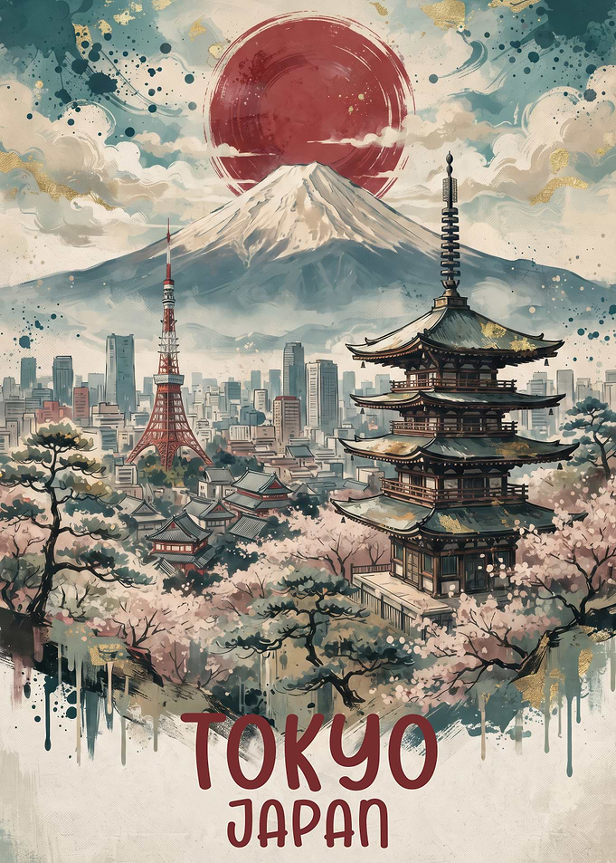 Tokyo Japan Travel Poster Art
