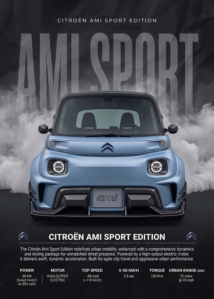 sleek Citroen Ami Sport Edition car poster