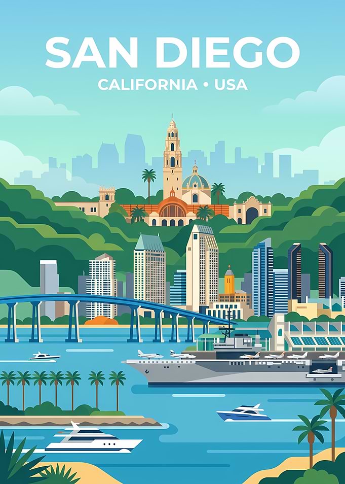San Diego California Travel Poster