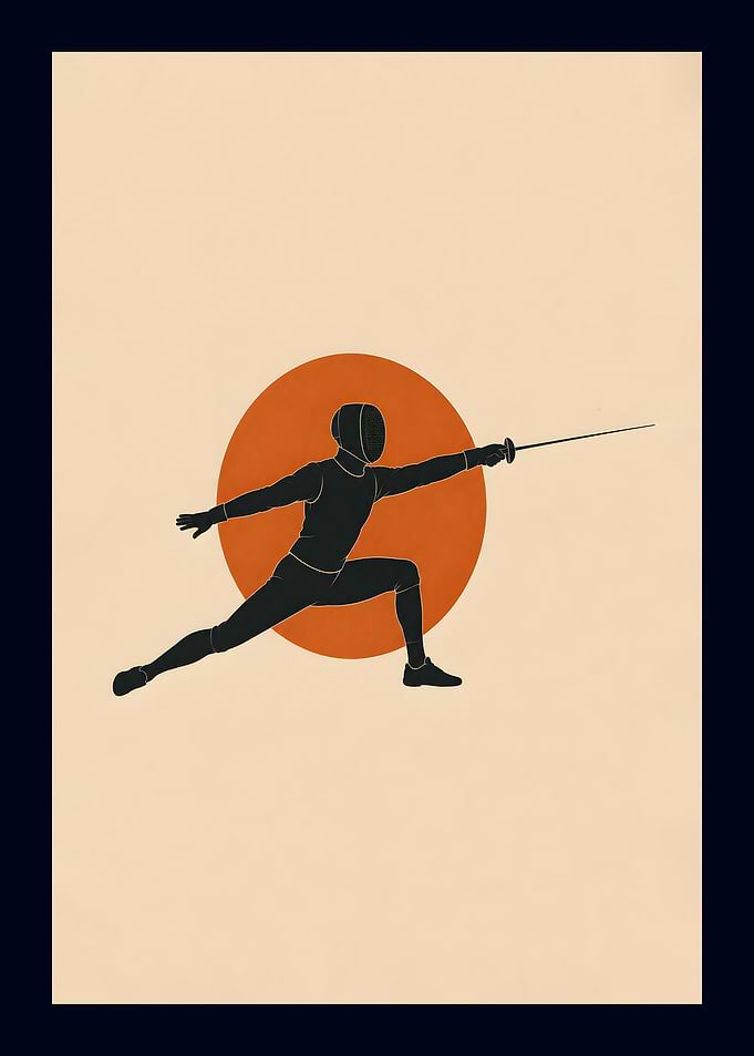 Minimalist Fencing Athlete Silhouette