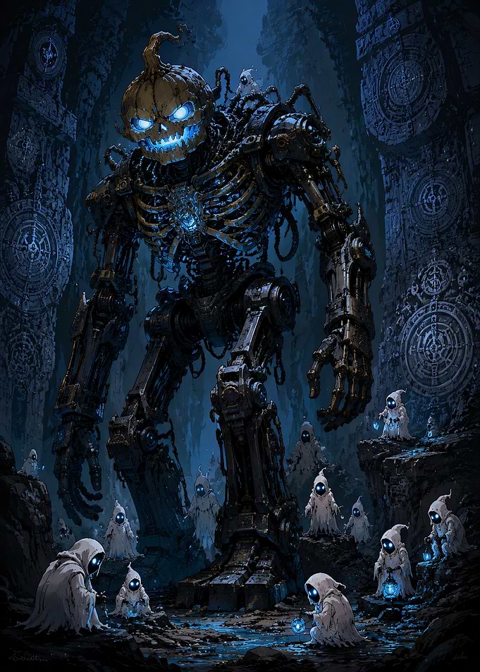 Giant Pumpkin Mech and Ghostly Minions