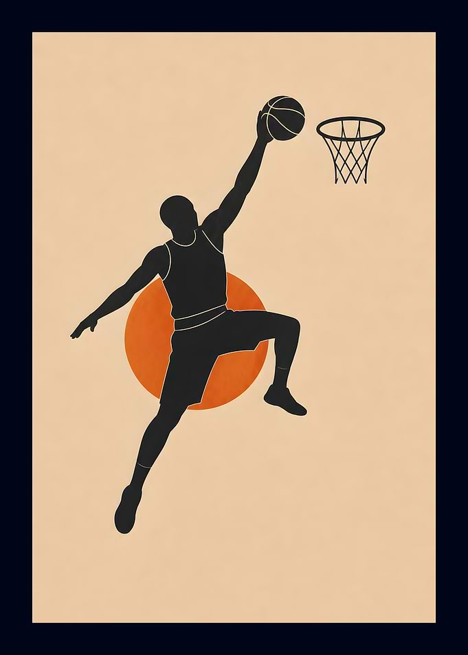 Minimalist Basketball Dunk Silhouette